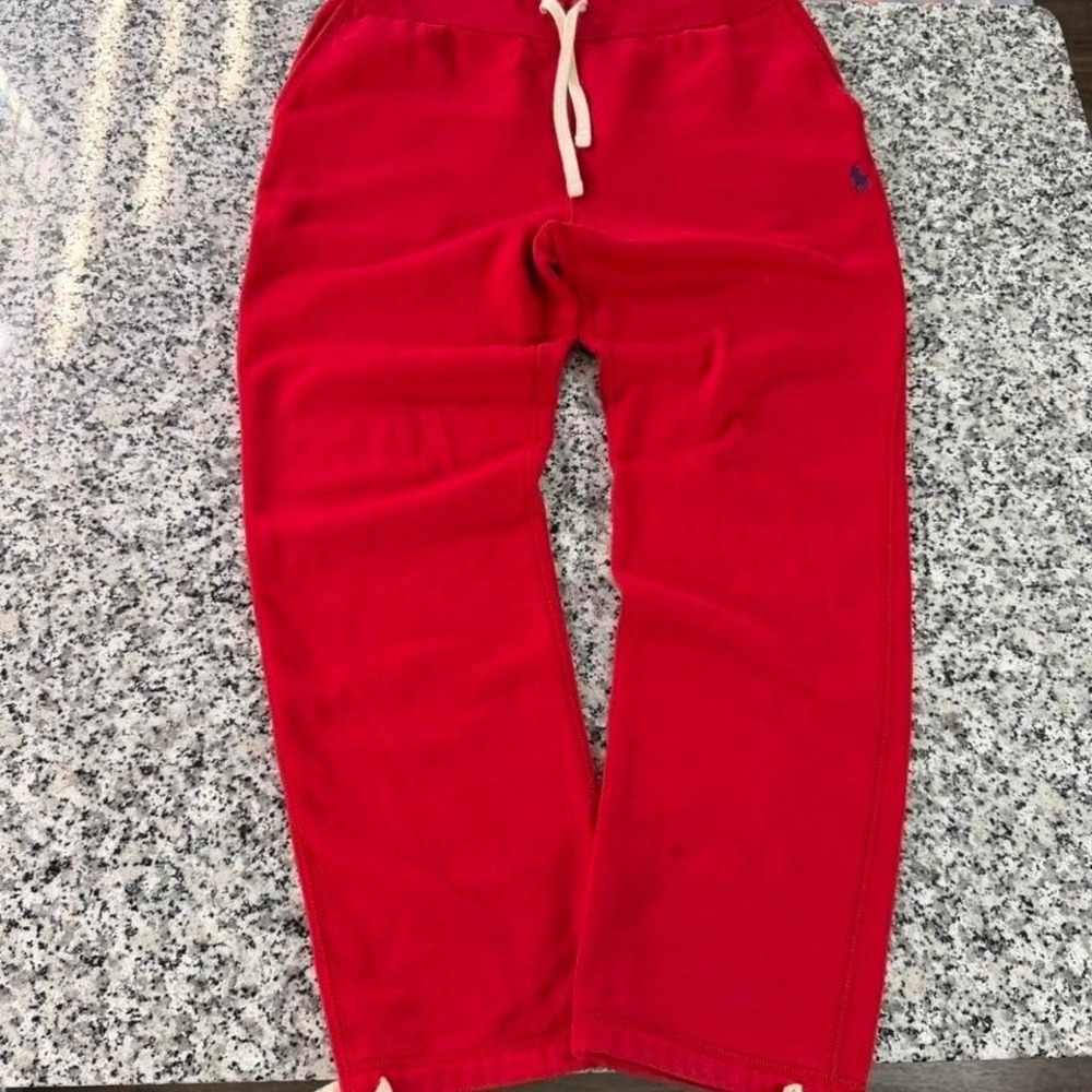 Polo Ralph Lauren Red Fleece Open Hem Uncuffed Pony Sweatpants Medium